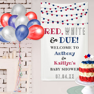 Banderoles Rouge, Blanc & Due ! baby shower 4 juillet