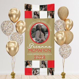 Banderoles Rouge & Bronze Gold Photo Collage Graduation Vinyl