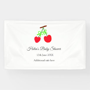 Banderoles rouge Cerry green bow ajouter nom date baby shower