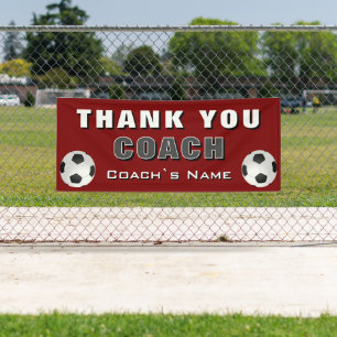 Banderoles Rouge Football Merci Coach