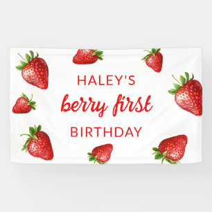 Banderoles Rouge Fraise Mignonne Premier 1er Anniversaire de