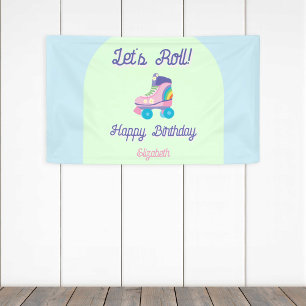 Banderoles Roulons joyeusement Anniversaire Retro Roller Skat