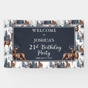 Banderoles Roustique Woodsy Deer   Fête du 21e anniversaire 