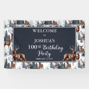 Banderoles Roustique Woodsy Deer Forest 100th Birthday Part