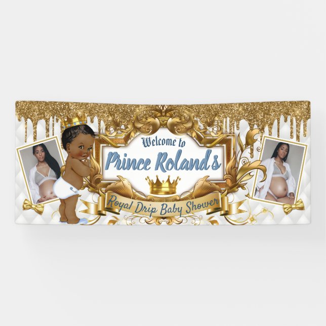 Banderoles Royal African Prince White|Gold Parties scintillan (Horizontal)