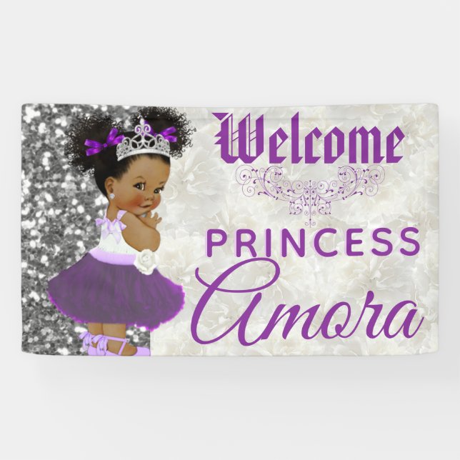 Banderoles Royal African Princess Purple|Silver Parties scint (Horizontal)