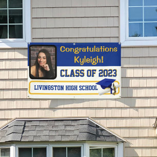 Banderoles Royal Blue & Gold Vinyl Graduation