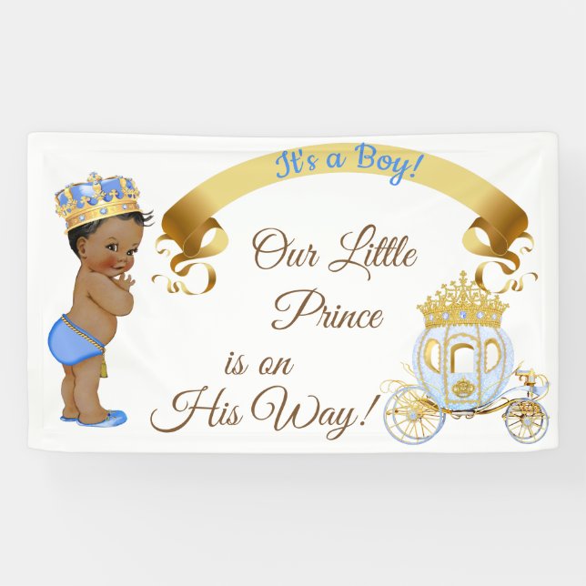 Banderoles Royal Prince Baby Boy Carriage Blue Gold (Horizontal)