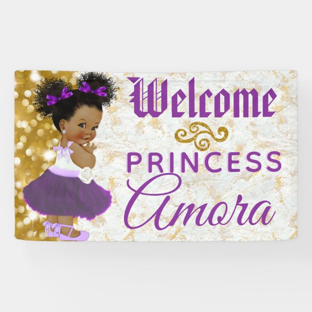 Banderoles Royal Princess Purple|Gold Elegant Welcome (Horizontal)