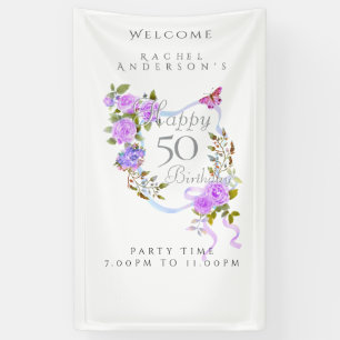 Banderoles Ruban Rose Violet 50e Anniversaire