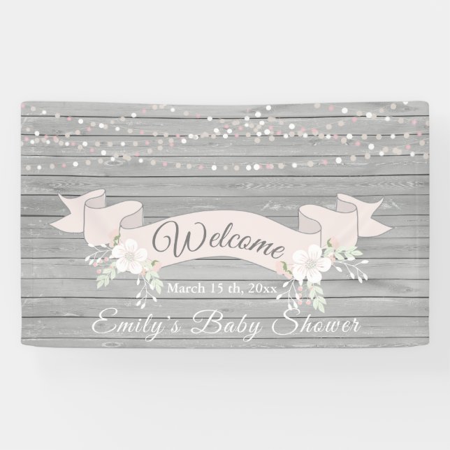 Banderoles Ruban rustique gris baby shower (Horizontal)