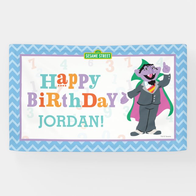 Banderoles Rue Sésame | Count von Count Anniversaire (Horizontal)