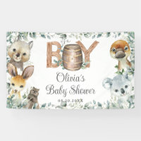 Rustic Australian Animaux Garçon Baby shower fond