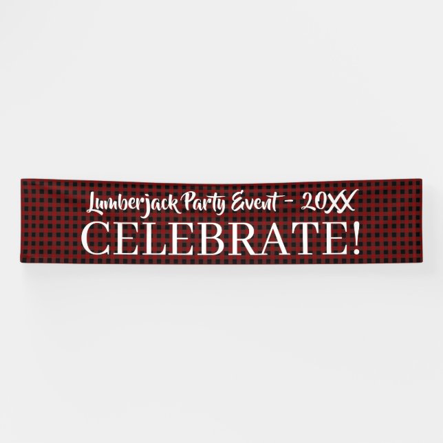Banderoles Rustic Buffalo Plaid Celebrate Personnalisable Évé (Horizontal)
