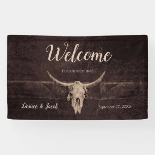 Banderoles Rustic Bull Skull Mariage Western Pays Bienvenue