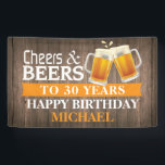 Banderoles Rustic Cheers and Beers Happy 30th Birthday Orange<br><div class="desc">Rustic Cheers and Beers Happy 30th Birthday Banner Orange. Pour plus de personnalisation,  cliquez sur le bouton "Customiser" et utilisez notre outil de conception pour modifier ce modèle.</div>
