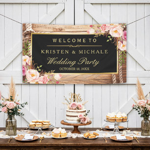 Banderoles Rustic Country Bois Noeud Floral Party de mariage