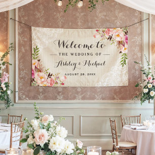 Banderoles Rustic Country Burlap Dentelle Floral Wedding Part