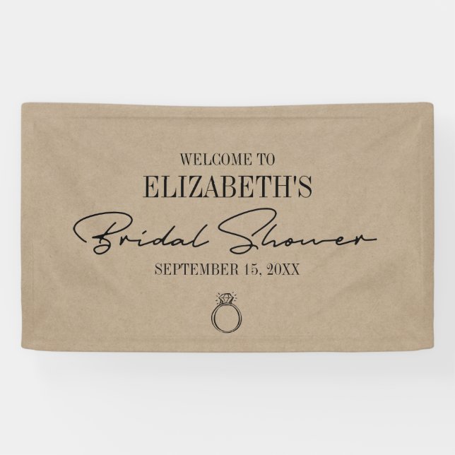 Banderoles Rustic Kraft Modern Script Fête des mariées Bienve (Horizontal)