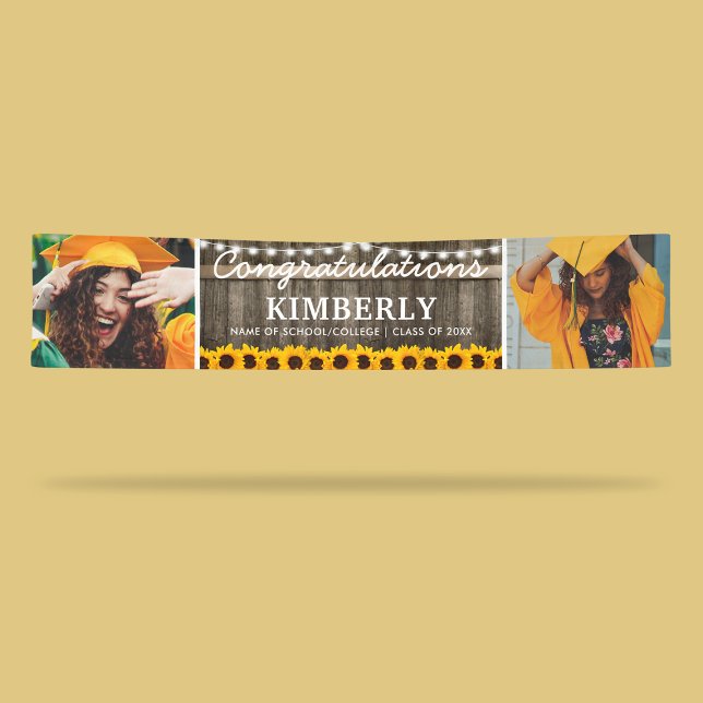 Banderoles Rustic Sunflower 2023 Graduation 2 Photo (Créateur téléchargé)