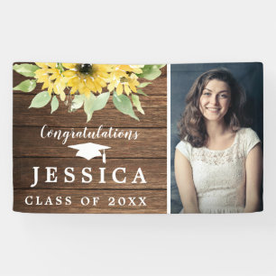 Banderoles Rustic Sunflower Graduate Photo Party