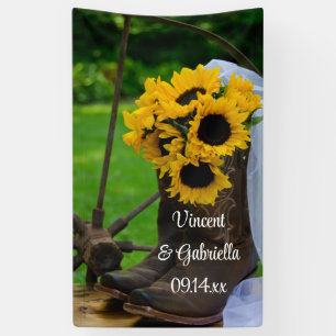 Banderoles Rustic Sunflowers and Cowboy Boots