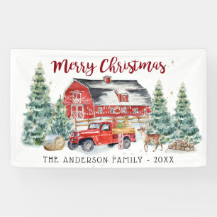 Banderoles Rustic Winter Grange Vintage Red Farmhouse Truck