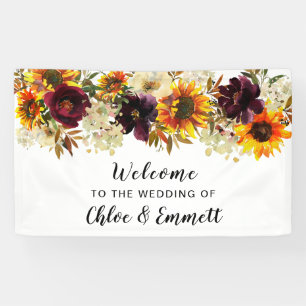 Banderoles Rustique Boho Automne Floral Mariage Bienvenue