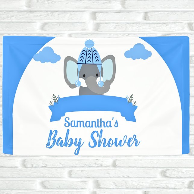 Banderoles Rustique Boho mignon Elephant Baby shower garçon (Créateur téléchargé)