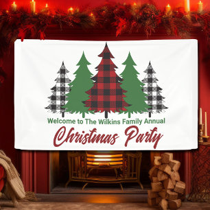 Banderoles Rustique Red Plaid Joyeux Noël Arbres