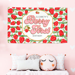 Banderoles Rustique Vert Blancs Berry Premier Anniversaire