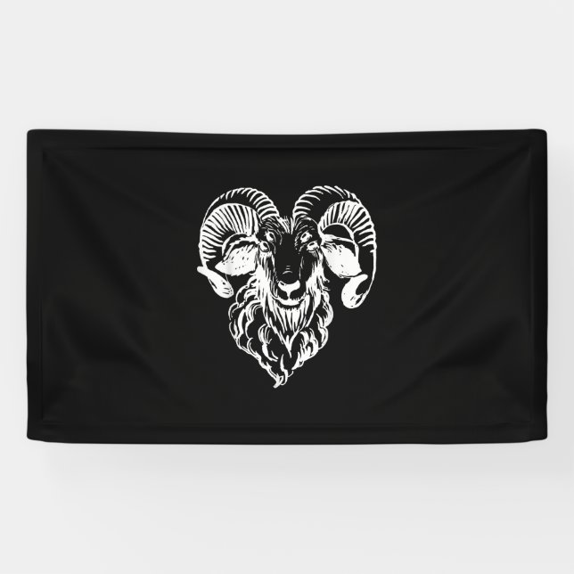 Banderoles Sabbatique Baphomet Chèvre mal Satané (Horizontal)