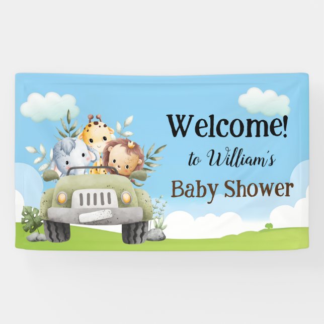 Banderoles Safari Baby Animals Banner for Baby Shower (Horizontal)
