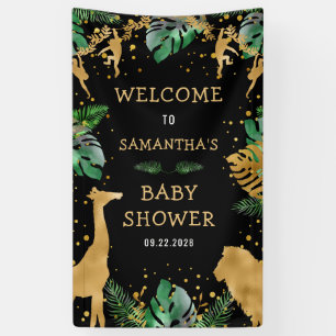 Banderoles Safari Baby shower Black Gold Green Welcome