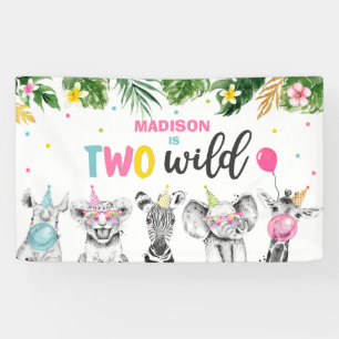 Banderoles Safari Deux animaux sauvages de fête d'anniversair