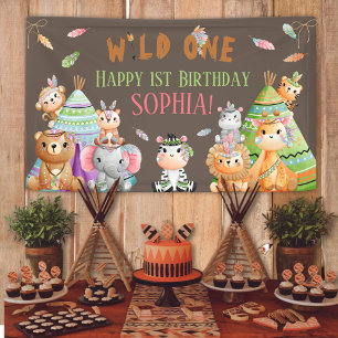 Banderoles Safari Tribal Woodland Anniversaire Sauvage