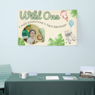 Banderoles Safari Wild One 1 Photo Aquarelle 1er Anniversaire