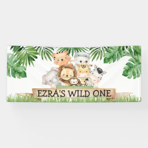 Banderoles Safari Wild One Birthday Banner