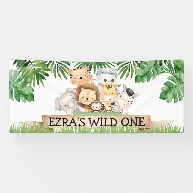 Banderoles Safari Wild One Birthday Banner (Horizontal)