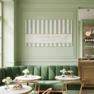 Banderoles Sage Élégant & Rayures Crème Boulangerie Française