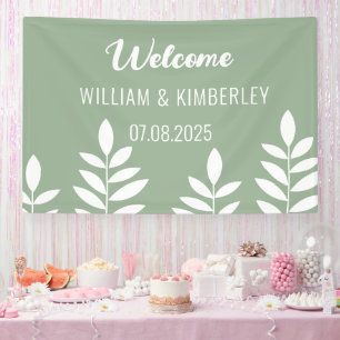 Banderoles Sage Green Classic Rustique Simple Mariage moderne