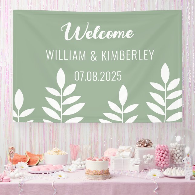 Banderoles Sage Green Classic Rustique Simple Mariage moderne (Fête)
