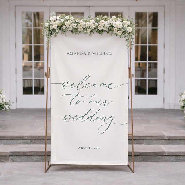 Banderoles Sage Green Fabric Wedding Welcome Banner (Créateur téléchargé)