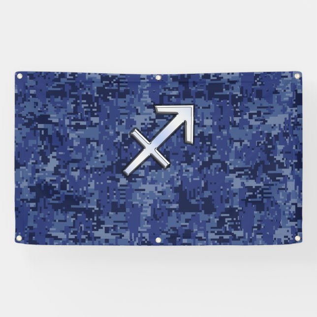 Banderoles Sagittarius Zodiac Sign on Navy Camouflage numériq (Horizontal)