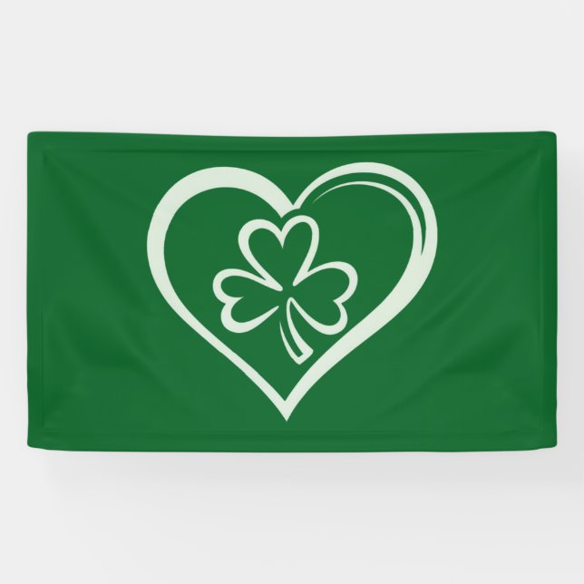 Banderoles Saint Patrick's Day Drôle Shamrock Coeur irlandais (Horizontal)