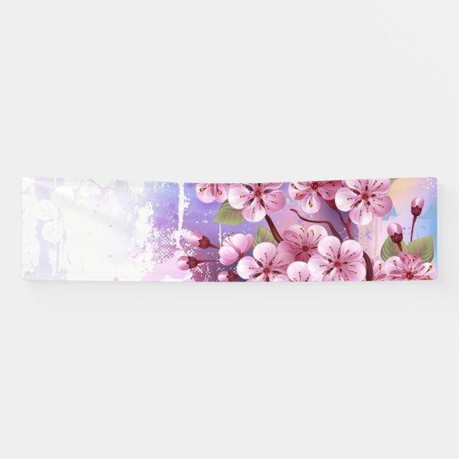 Banderoles Sakura rose sur la peinture Arrière - plan (Horizontal)