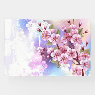 Banderoles Sakura rose sur la peinture Arrière - plan
