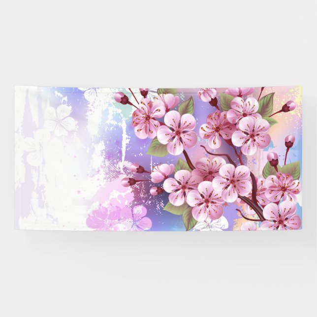 Banderoles Sakura rose sur la peinture Arrière - plan (Horizontal)