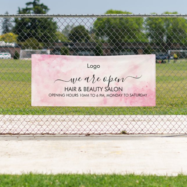 Banderoles Salon de beauté aquarelle rose (En situation)