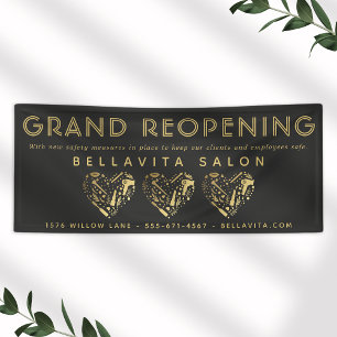 Banderoles Salon de beauté Black And Gold Heart Business